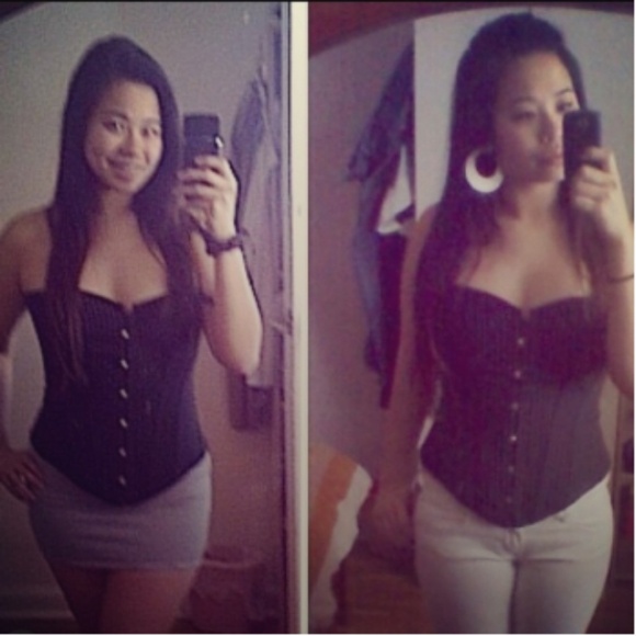 Black Pinstripe Corset Top - Picture 9 of 9